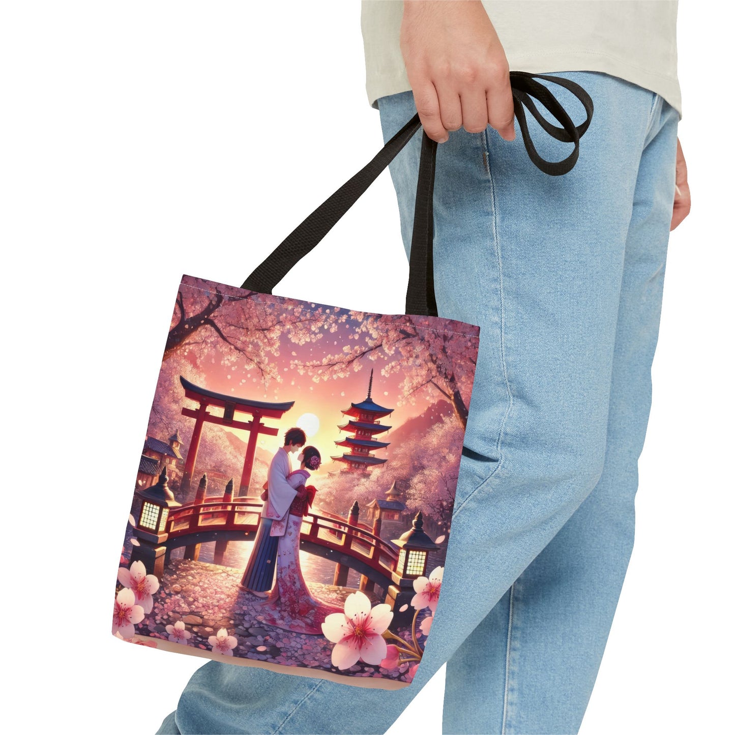 Romantic Cherry Blossom Tote Bag - Japanese Art Design