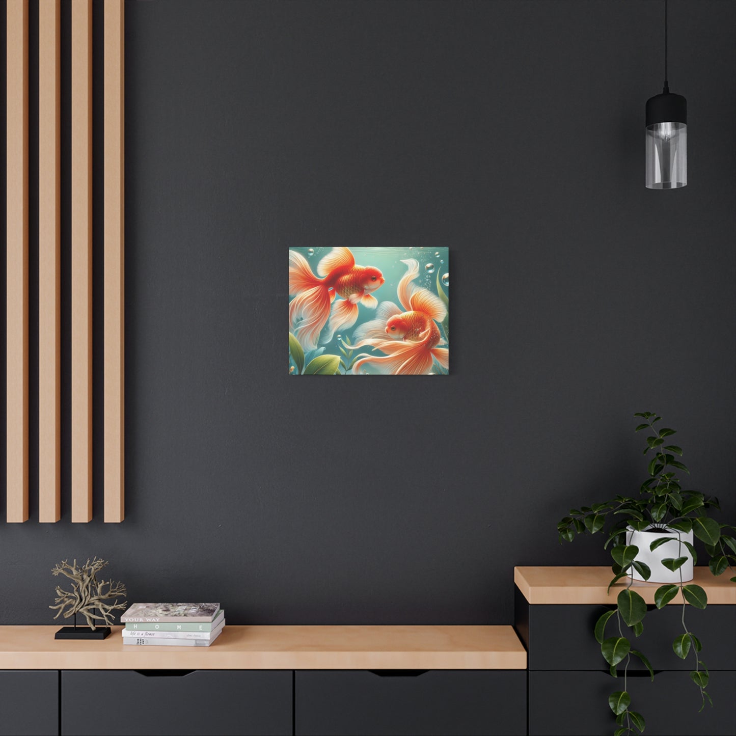 Vibrant Goldfish Canvas Art - Stretched Wall Decor for Aquatic Lovers