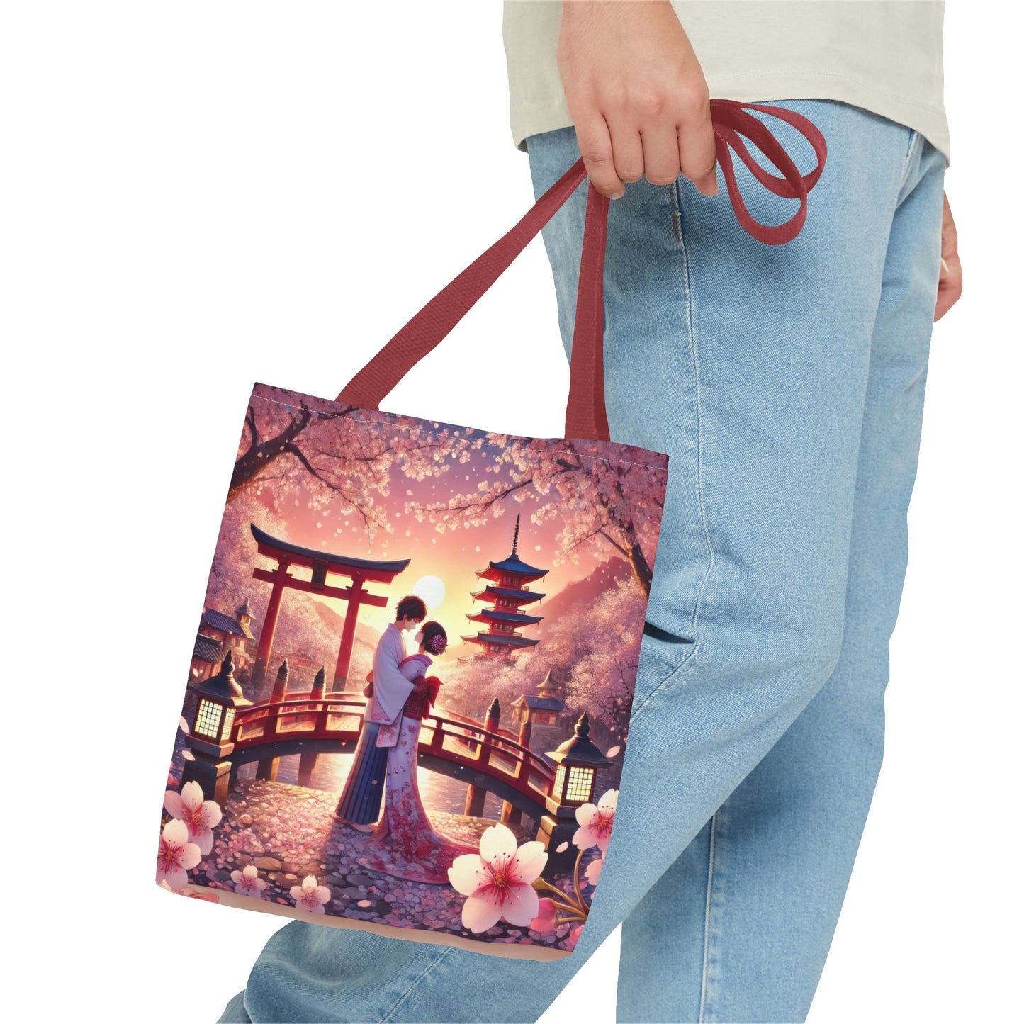 Romantic Cherry Blossom Tote Bag - Japanese Art Design