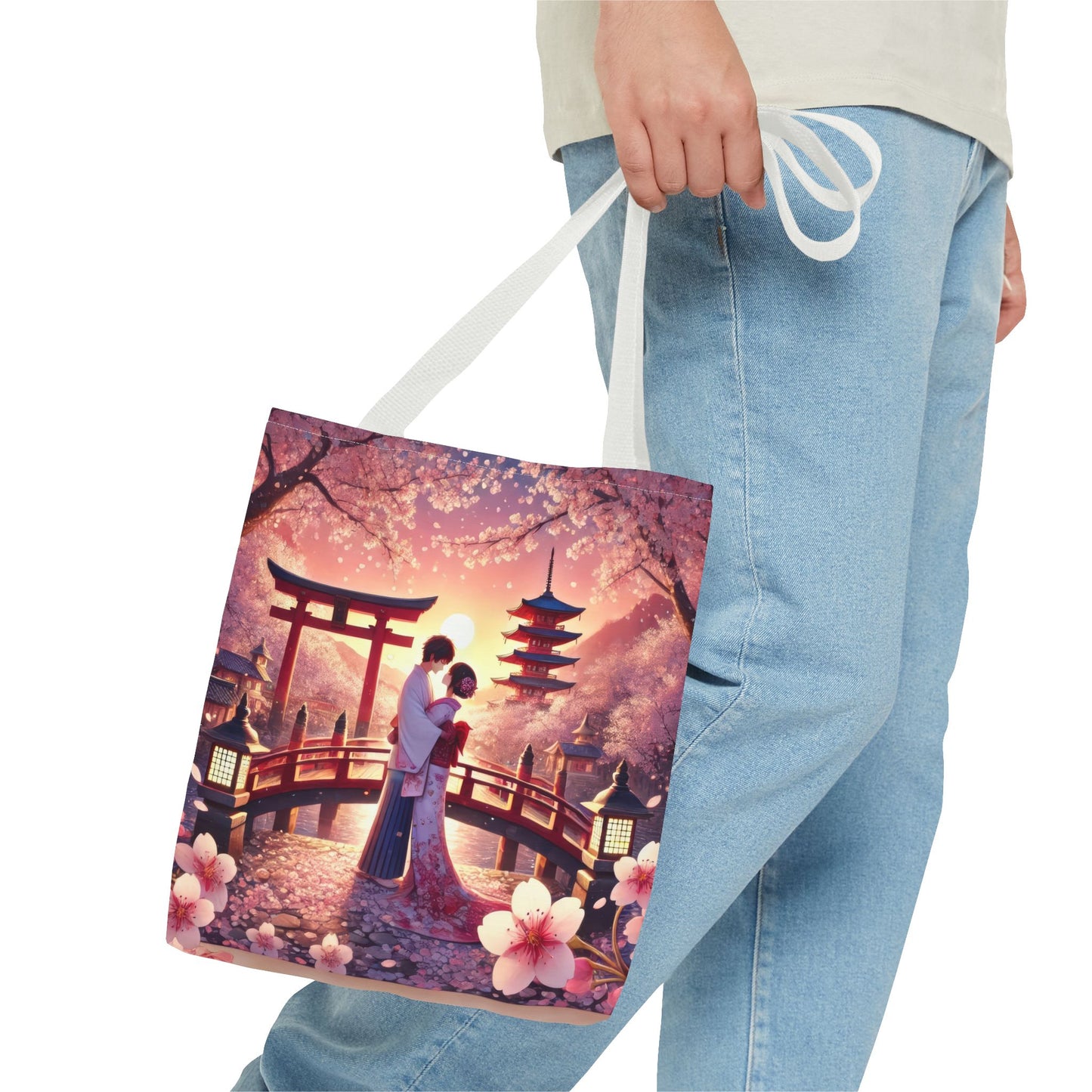 Romantic Cherry Blossom Tote Bag - Japanese Art Design