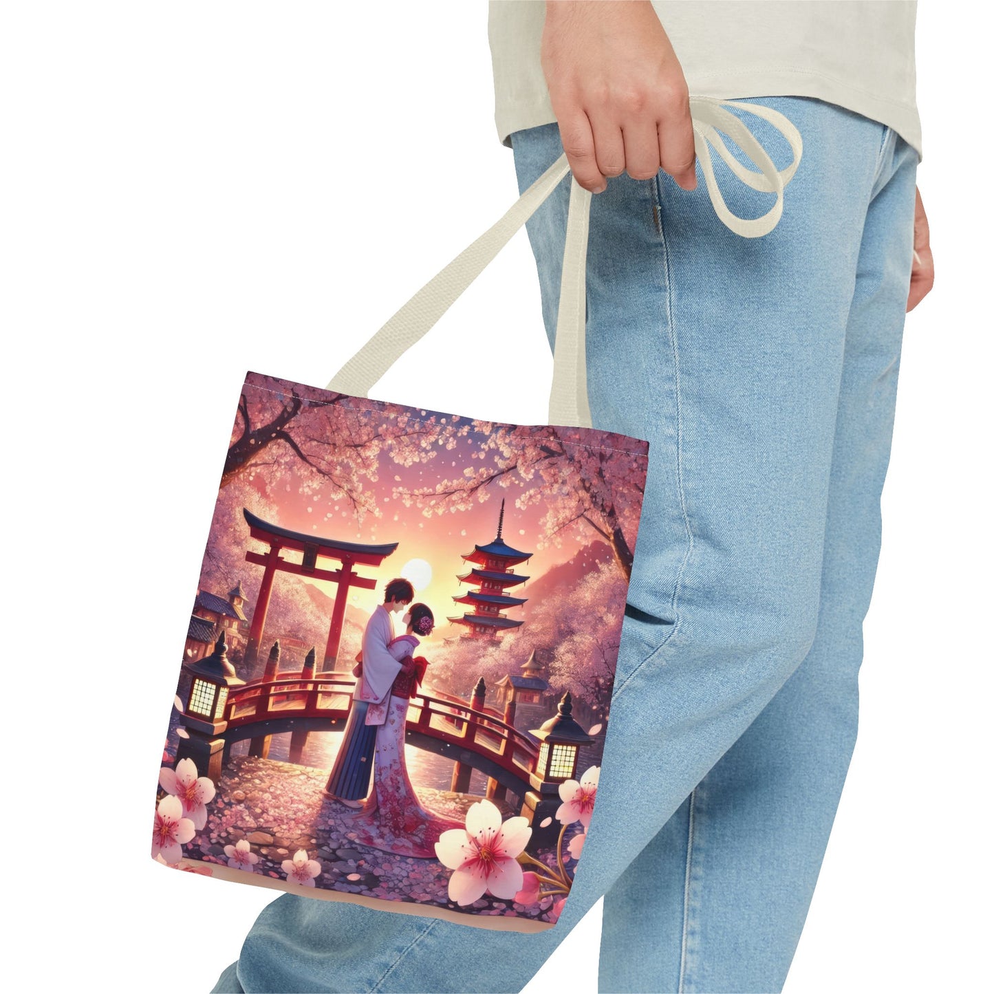 Romantic Cherry Blossom Tote Bag - Japanese Art Design
